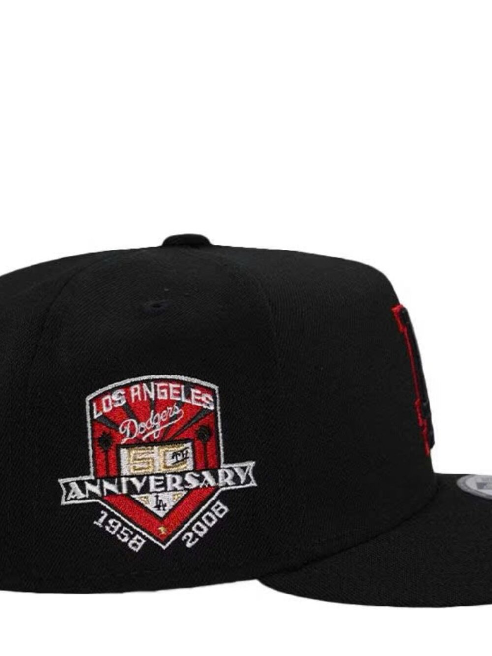 New Era Los Angeles Dodgers 50th Anniversary Snapback Cap Black Red MLB Hat - Picture 2 of 4